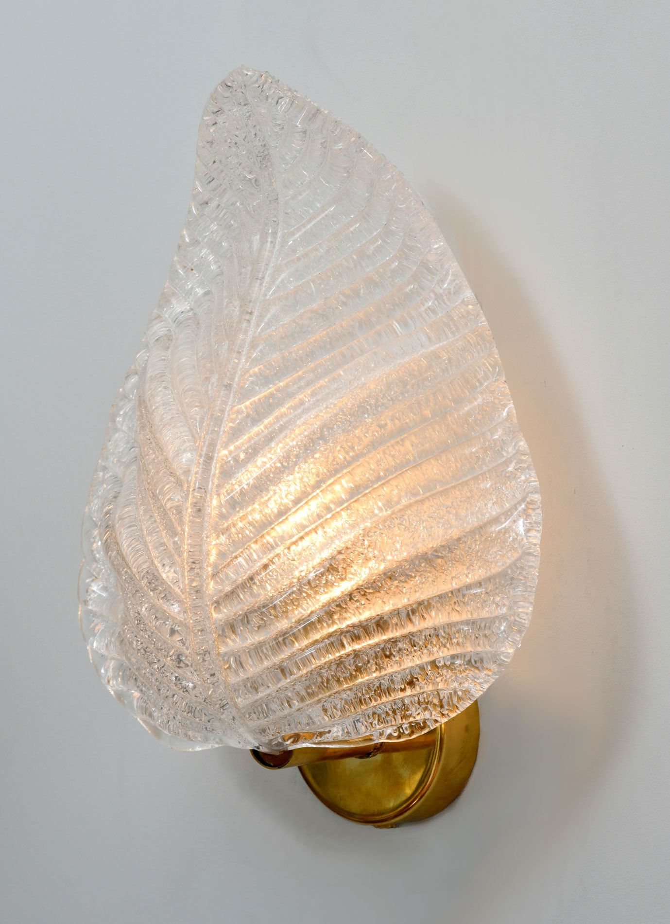 Pair Of Italian Murano Textured Leaf Wall Lights Valerie Wade