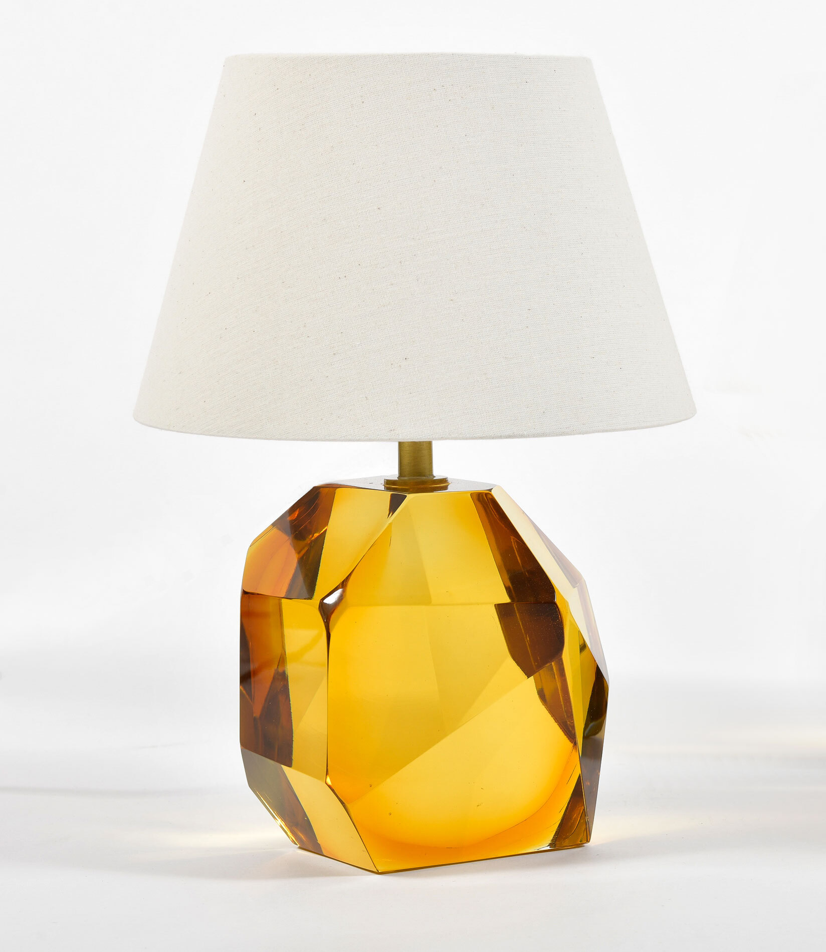 Pair of Italian Murano amber 'Rock' table lamps Valerie Wade